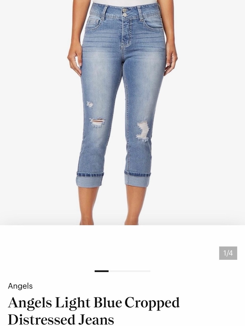 Angels Light Blue Cropped Ripped Jeans